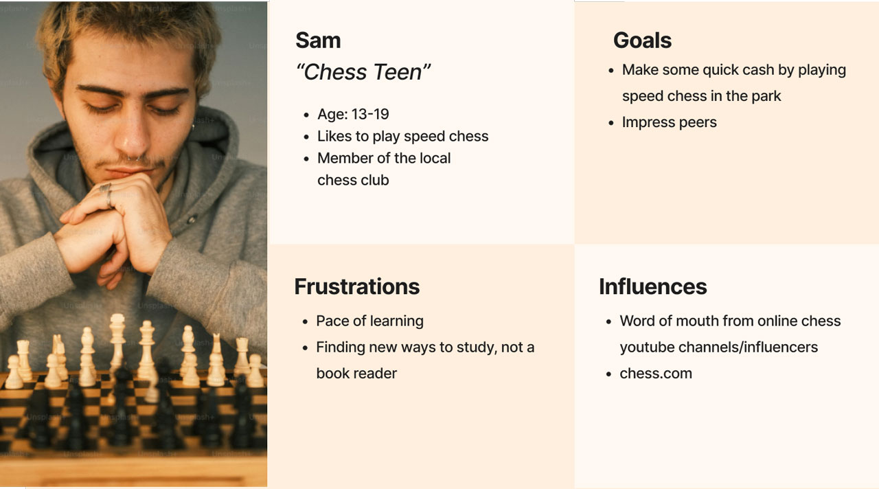 Teenage boy studying chess